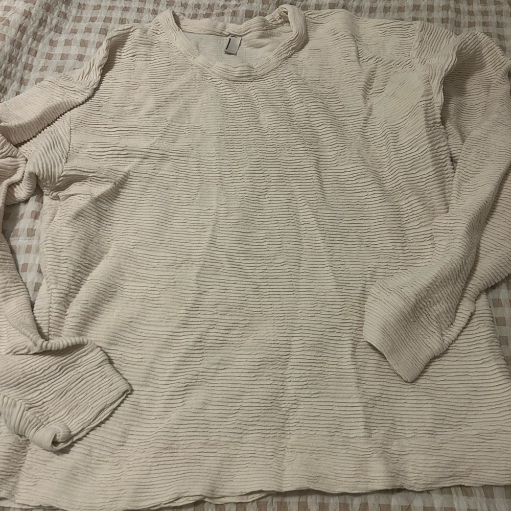 American Apparel ribbed tiered cream sweater medium